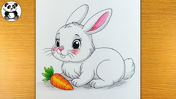 Cute rabbit love carrot | bunny drawing step by step | animals drawing ​⁠@TaposhiartsAcademy