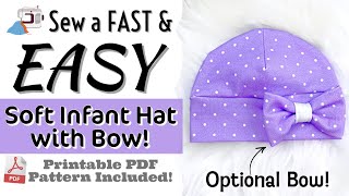 Easy 10‑Minute Baby Hat Sewing Tutorial + Bow | Beginner-Friendly PDF Pattern (Fast Gift to sew!)
