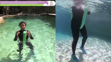 Aqua instructor tip - noodle between the legs, a seated front kick with a cha cha rhythm! FANCY😍💦⭐