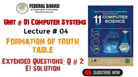 Truth table formation of boolean functions | Computer NBF new edition 2024 |unit#01 computer systems