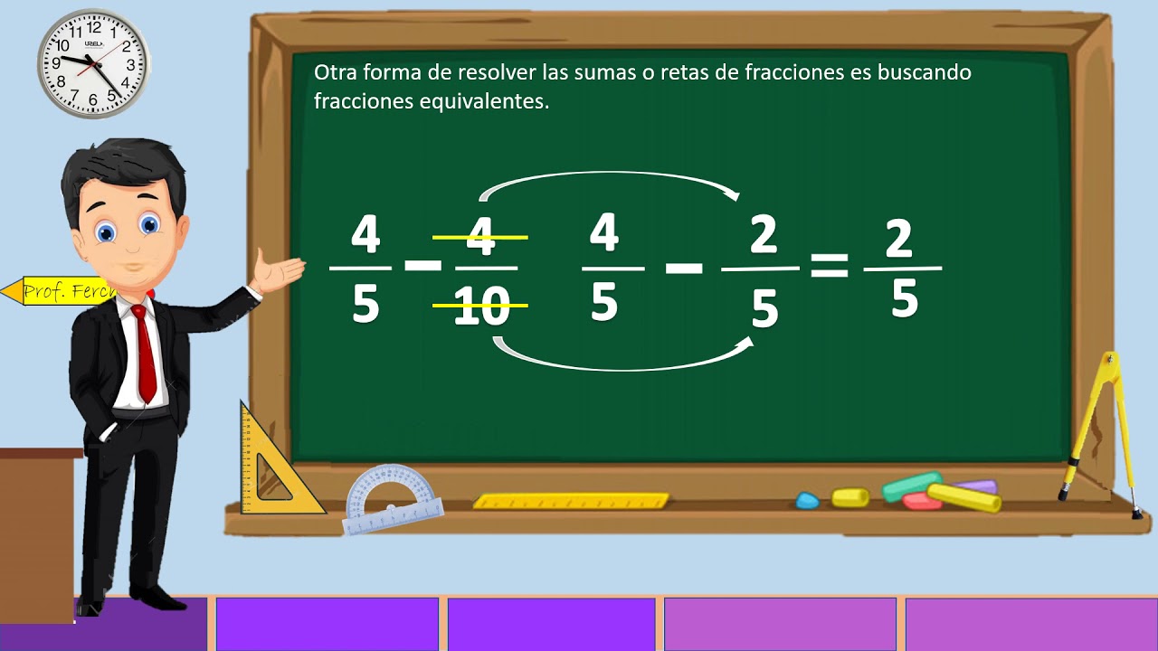 Suma y resta de fracciones con denominadores que son múltiplos - YouTube