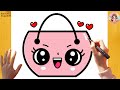 How to Draw Super Cute Shopping Bag ???? Easy Step By Step For Kids and Toddlers ❤️????