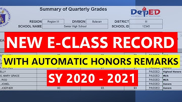 DEPED NEW E-CLASS RECORD WITH AUTOMATIC HONORS REMARKS : STEP BY STEP TUTORIAL