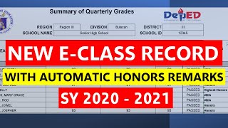 DEPED NEW E-CLASS RECORD WITH AUTOMATIC HONORS REMARKS : STEP BY STEP TUTORIAL