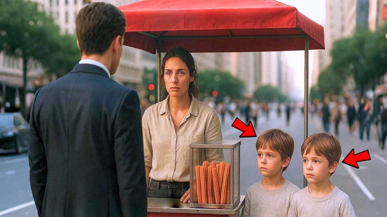 MILIONÁRIO VÊ EX-ESPOSA VENDENDO CHURROS NA RUA COM DOIS GÊMEOS IDÊNTICOS A ELE