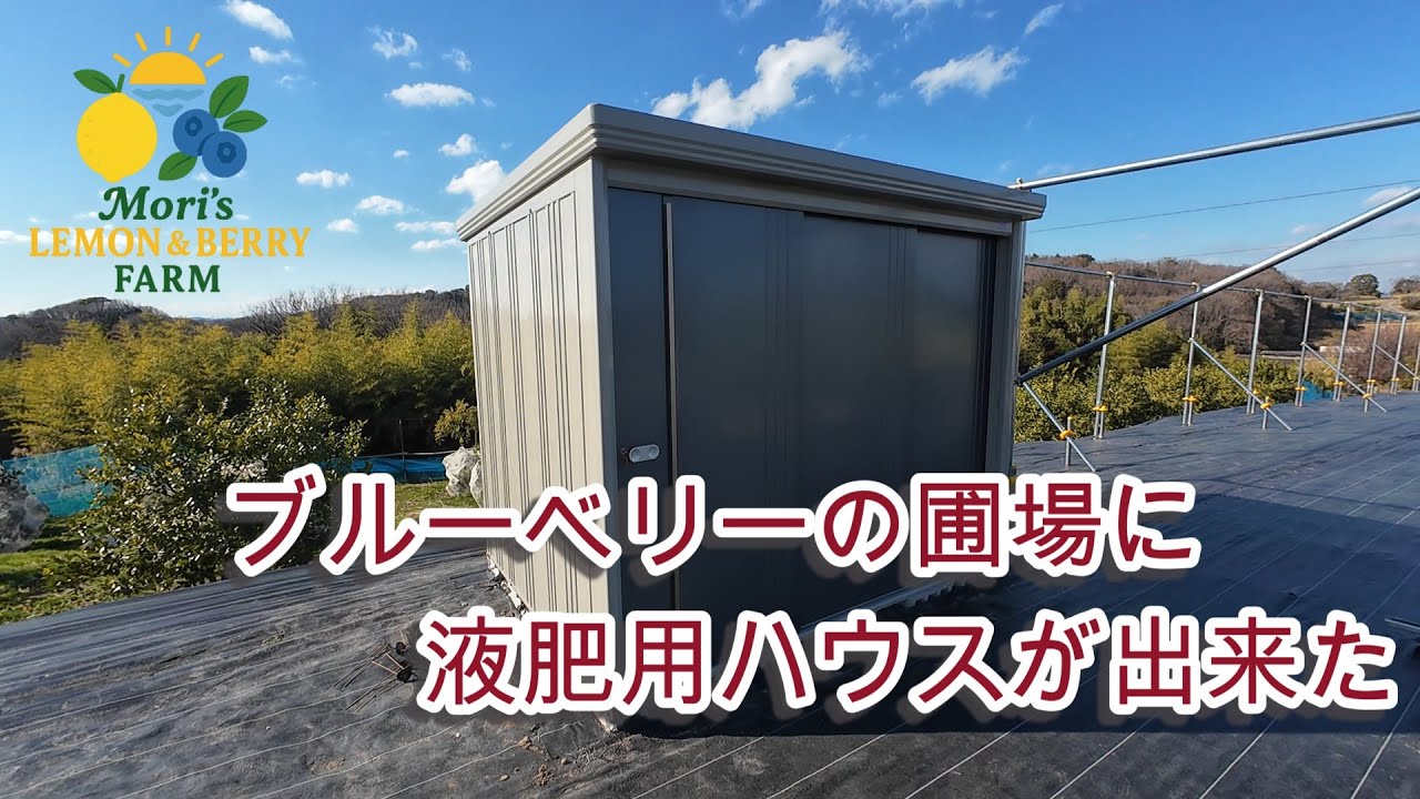 ブルーベリーの圃場に液肥用ハウスが出来た