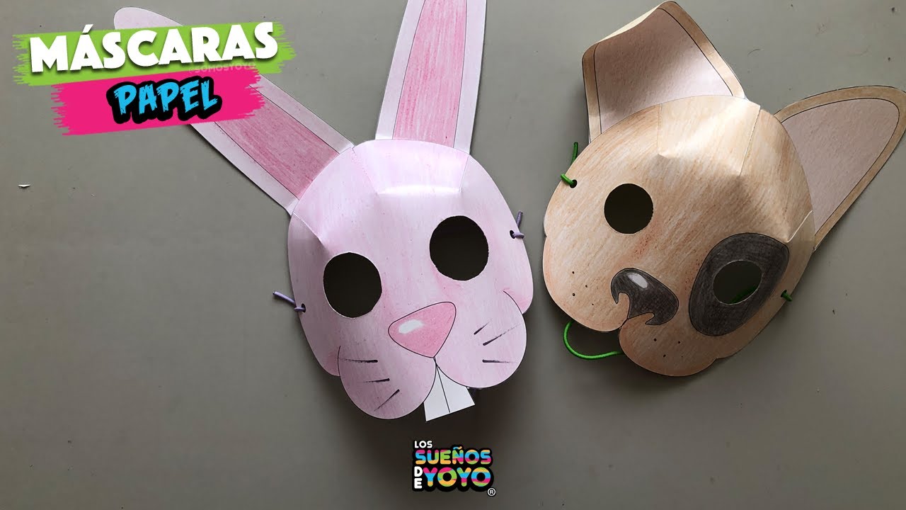 Una noche llenar capacidad Máscaras de papel rápidas (conejo y perro) Carnaval / Primavera - YouTube