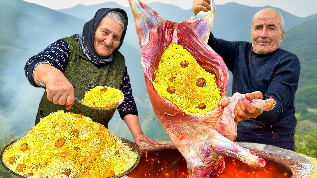 Бабушка Запекает Целого Ягненка, Фаршированного Пловом, В Отдаленной Деревне!