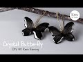 【UVレジン】UV Resin - DIY Hand Painted Crystal Butterfly Earring モールドなし、手描きでクリスタル蝶々のイヤリングを作りました。