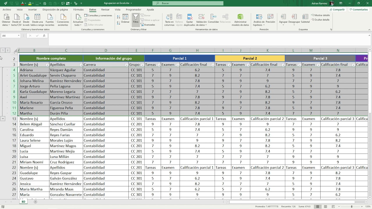 Agrupación / esquema en Excel - YouTube