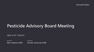 Pesticide Advisory Board Meeting October 7, 2026