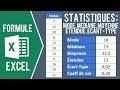 EXCEL - UTILISER LES FORMULES STATISTIQUES : MODE, MÉDIANE, MOYENNE, ÉTENDUE, ÉCART-TYPE..