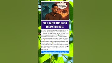 Will Smith Turned Down The Matrix 😱