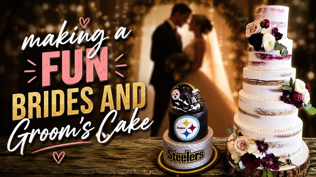 How I Created This Wedding Cake and Groom's Cake Combo - YouTube