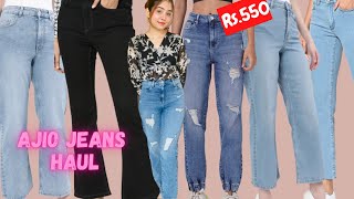 Best Ajio Jeans Haul Starting At Rs.550 || High Waist Jeans, Wide Leg ,Ripped, Bootcut Jeans TRY-ON