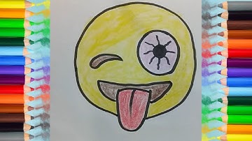 How To Draw The Crazy Face Emoji step by step for kids
