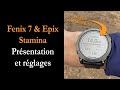 Stamina sur fenix 7  epix  rglages et explications