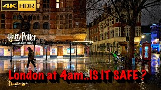 London Rain Walk at 4am 🌧 IS IT SAFE to walk with an Expensive Camera [4K HDR]