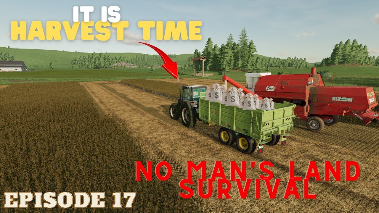 Soybean Harvest Ep17 No Man's Land Survival Farming Simulator 22