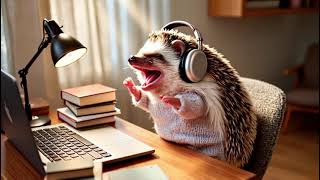 Cozy Hedgie Hedgehog Study With Café Music ☕🐾,  Relaxing Background Music for Focus and Sleep screenshot 2