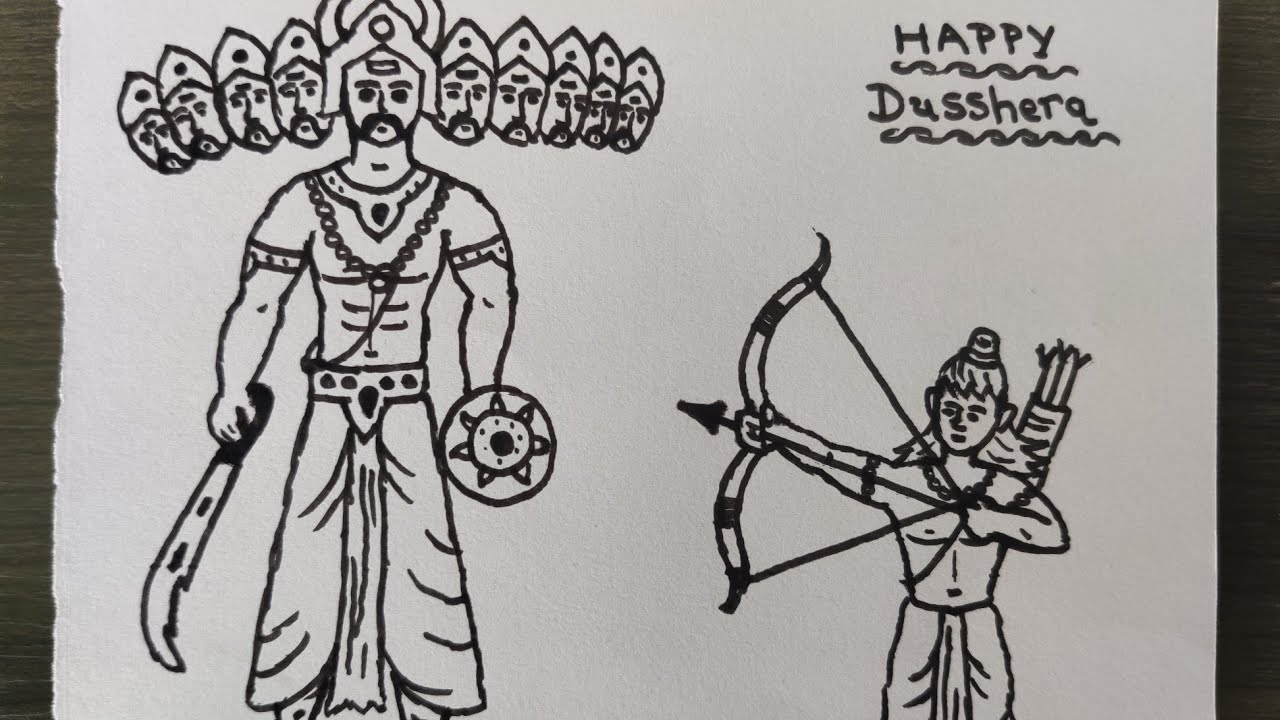 Dussehra Scene Drawing Dussehra Drawing Easy Ravan Drawing | My XXX Hot ...