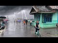 Heavy rain still hits my village in Indonesia||roads full of rainwater