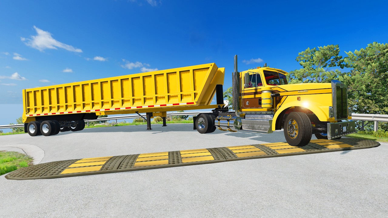 BUS, TRUCKS And CARS Vs SPEED BUMPS - BeamNG.Drive