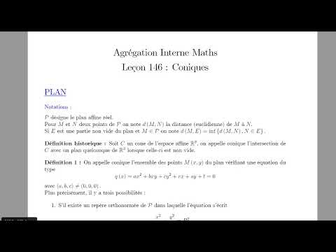 Agrégation interne math : préparation oral, leçon 146 Coniques (suite)