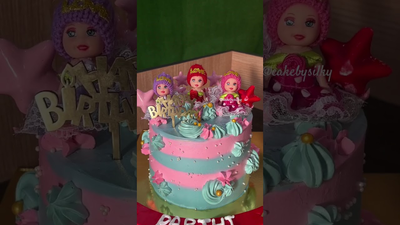 In making twins cake💙🩷 