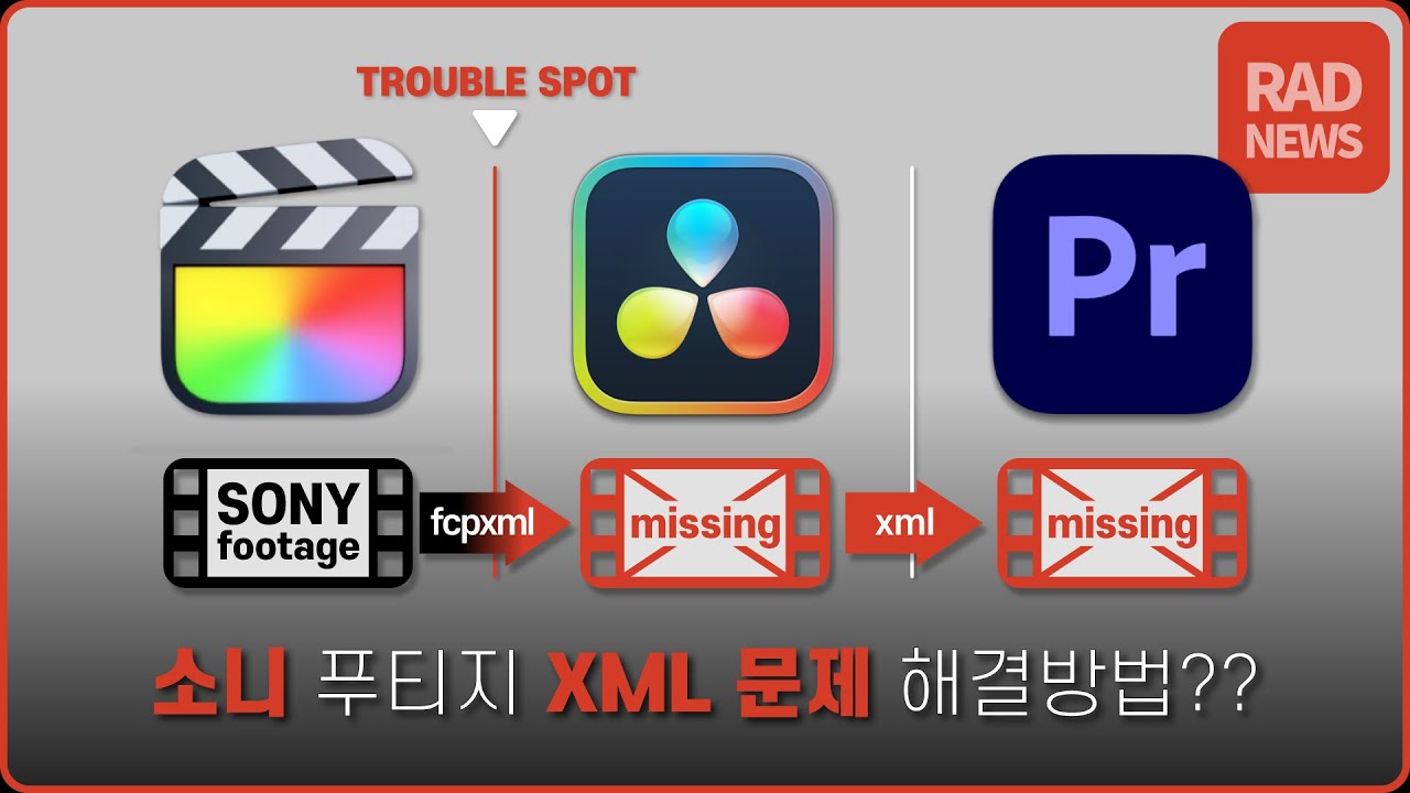 파이널컷 - 다빈치 - 프리미어 xml 연동 문제점과 해결방법 (feat. 소니 푸티지)