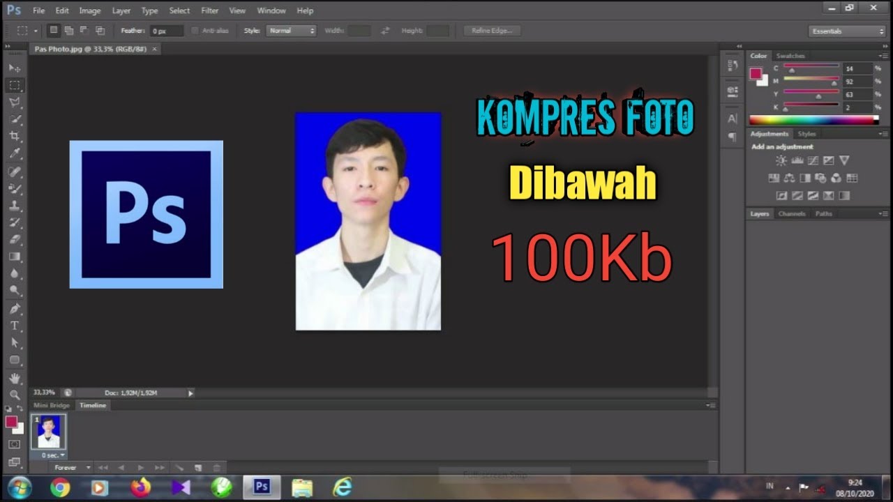 Cara Kompres Foto dengan Ukuran di Bawah 100Kb | Menggunakan Adobe