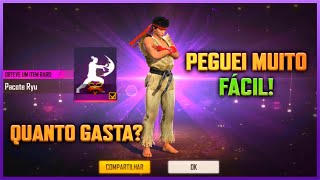 ZERANDO O NOVO TORRE DE TOKENS, PACOTE RYU, EMOTE HADOUKEN, EVENTO TORRE DE TOKENS - FREE FIRE
