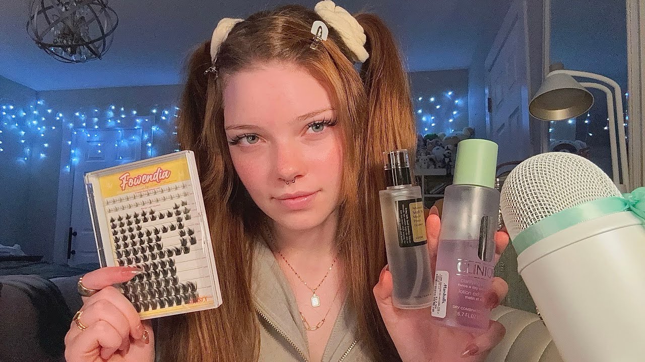 ASMR Skincare & Lashes, Life Update 🌙 | Whisper Rambles, Tapping, Scratching + Liquid Sounds