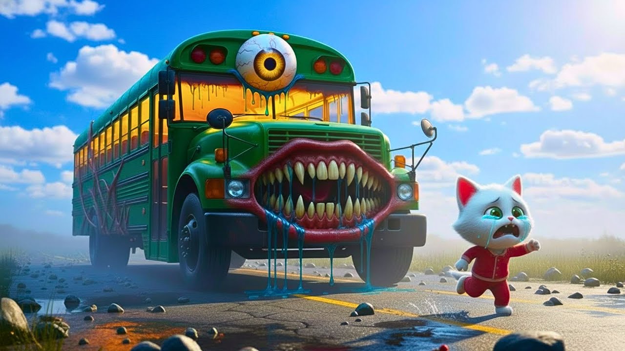😱🚌The kitten encountered a bus on its way to school!! 🐱💥| AI Cat Story
