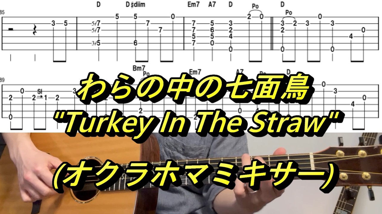 【ギターレッスン】一緒にアレンジ「わらの中の七面鳥"Turkey in the straw"」オクラホマミキサー　Fingerstyle solo guitar By龍藏Ryuzo