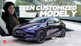 Sophia's Upgraded & Personalized Tesla Model Y Build! A Teen's Spec - TMaxx Metallic Uber Purple PPF Purple Tesla Model Y