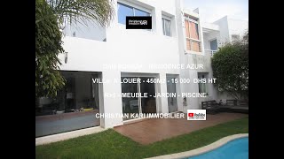 Dar Bouazza Luxe Villa à louer vide ou meublé jardin piscine 14000 Dhs