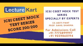 Icsi Cseet Mock Test Jan 2021  Test Series  How To Score Good In Cseet  Call 7773899997