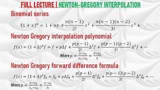 FULL LECTURE | NEWTON GREGORY INTERPOLATION