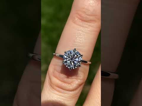 6 Claw Prong Round Petite Moissanite Solitaire Ring ring video