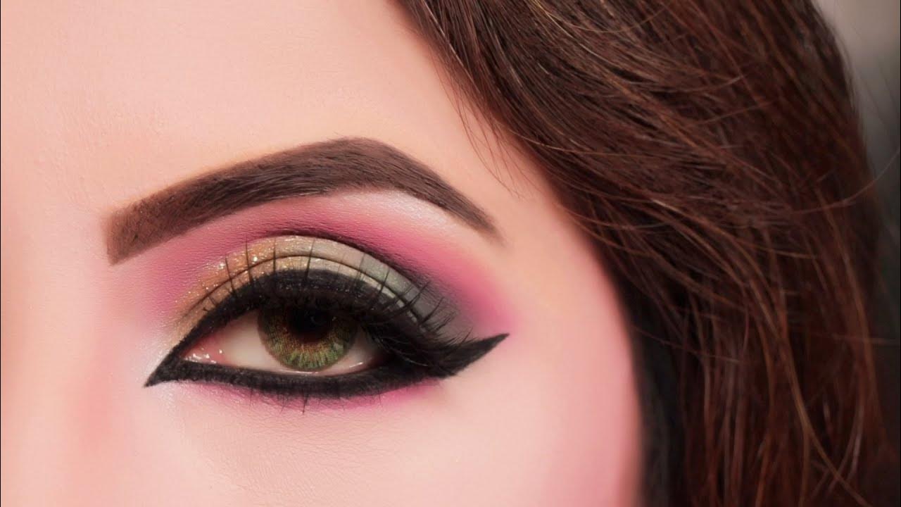 Mehroon and Golden Soft Eye Makeup Tutorial Kashees Eyeshadow Palette