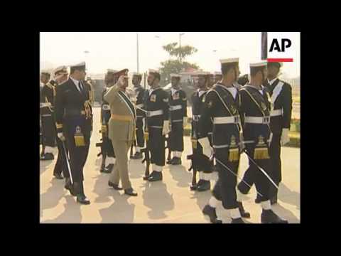 Musharraf saying goodbye to troops before taking off uniform