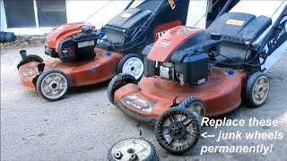 10 18 25 Toro 20374 Mower Rear Wheel Replacement -- Permanent Fix!