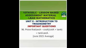 #96#10thmaths#SSLC LBAM Maths 2026#unit8#prove#Introduction totrigonometry#10thexam #sslcmaths2026