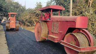 Two Desi Indian Static Road Roller Working Together