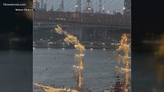 Mexican tall ship strikes Brooklyn Bridge, snapping masts and killing 2 crew members