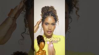 Ideia de penteado com pedrinhas 💎💛😮‍💨#penteadoy2k #gems #cachos #penteadocacheado