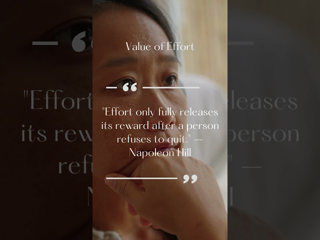 Effort only fully releases its reward after a person refuses to quit.ナポレオン・ヒル