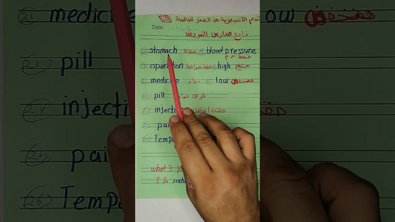 مدرسة التمريض... اهم الكلمات تساعدك في امتحان الانجليزي للتقديم في مدارس التمريض