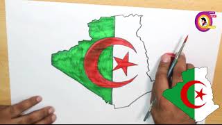 طريقة رسم خريطة وعلم دولة الجزائر
